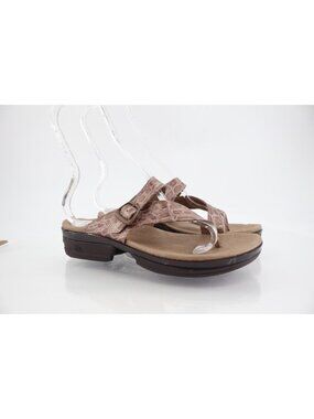 Aravon Quinn Sandals Women's Size 7 Brown Leather Thong Strap Sandal Comfy Croc